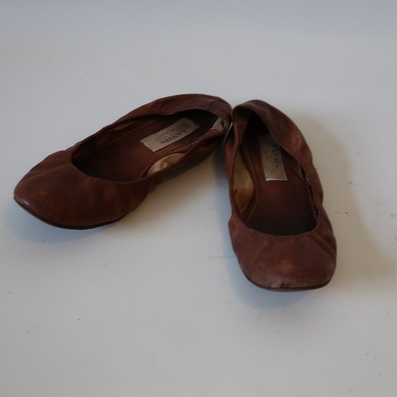 LANVIN BROWN LEATHER BALLET FLATS 6 * - Picture 1 of 9
